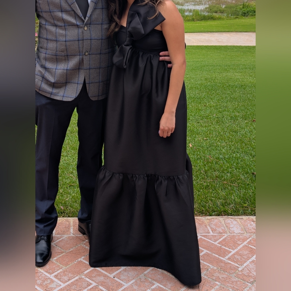 Betina Front Bow Black Maxi Dress
